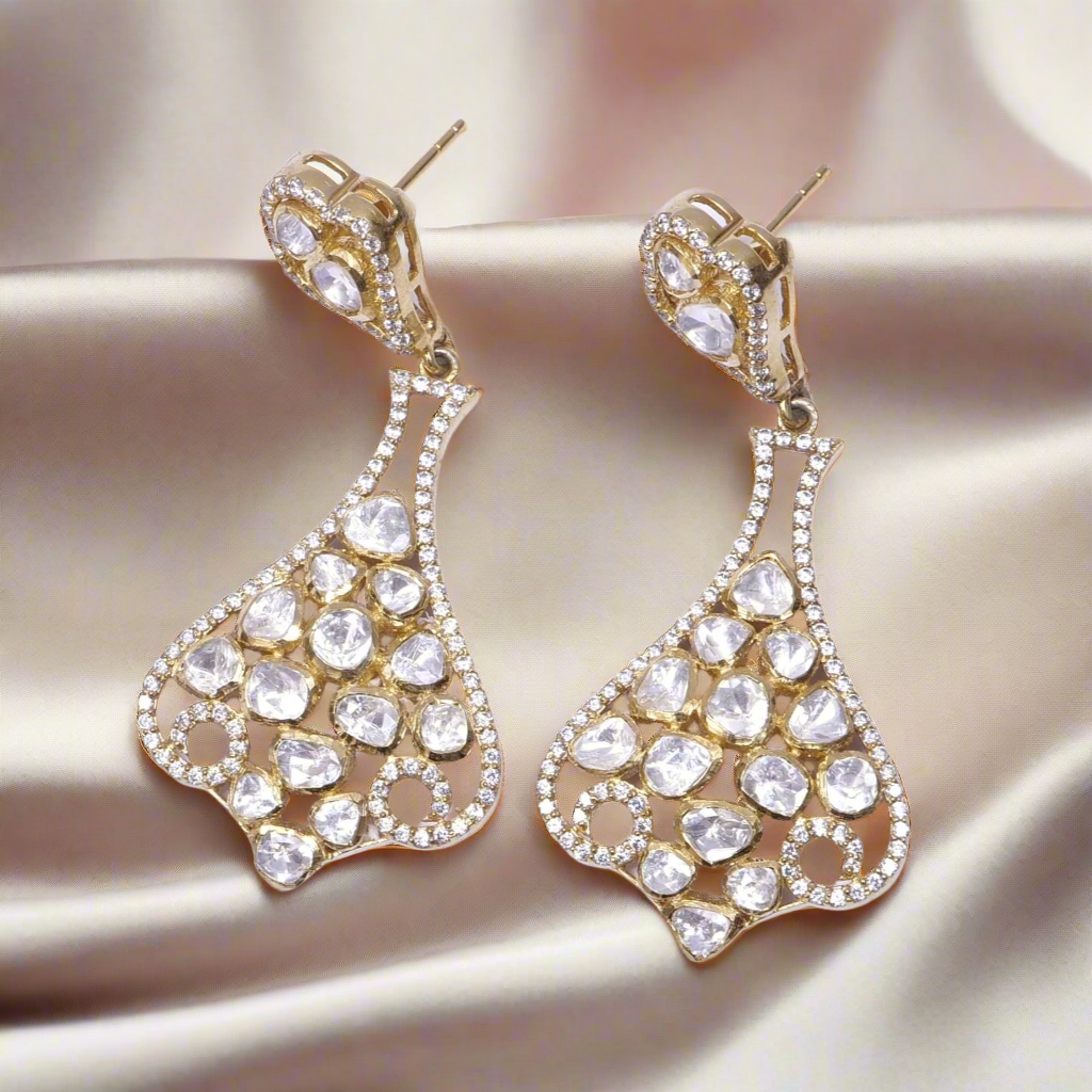 Moissanite Polki long Earrings