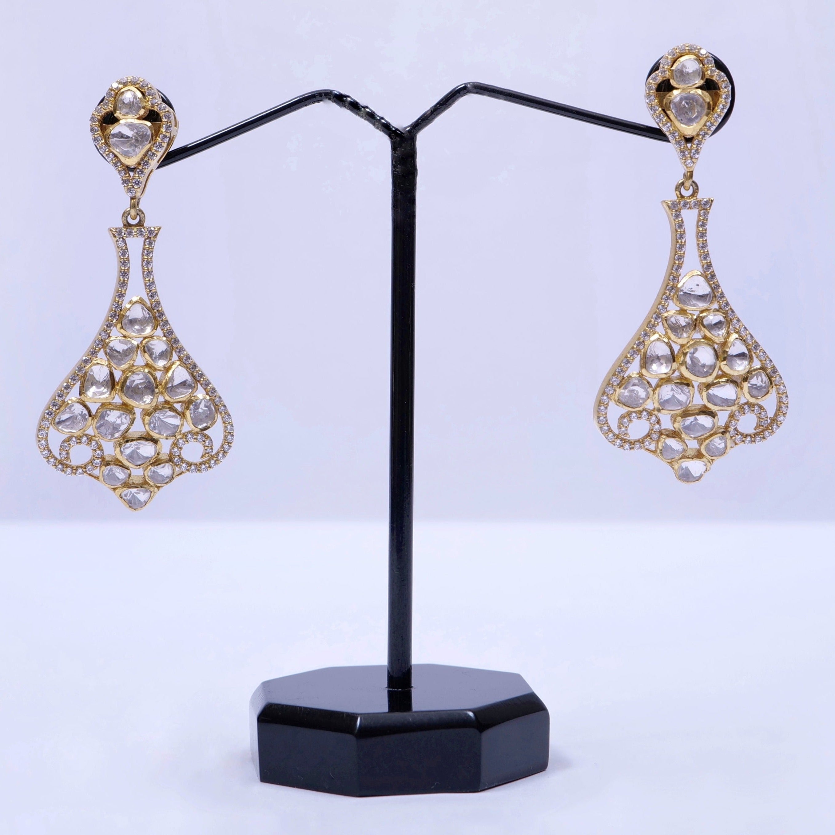 Moissanite Polki long Earrings