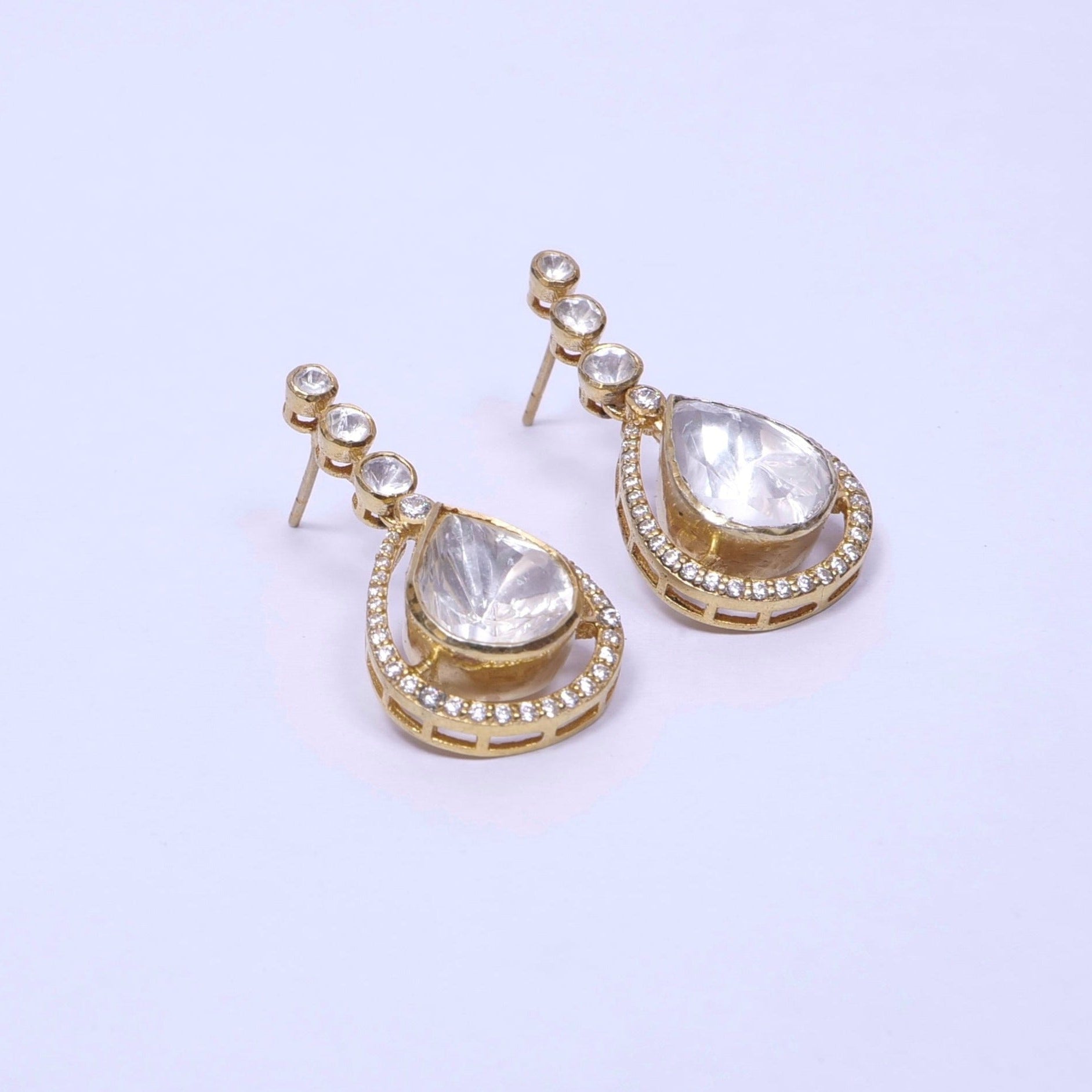 Moissanite Polki Jhumka Earrings