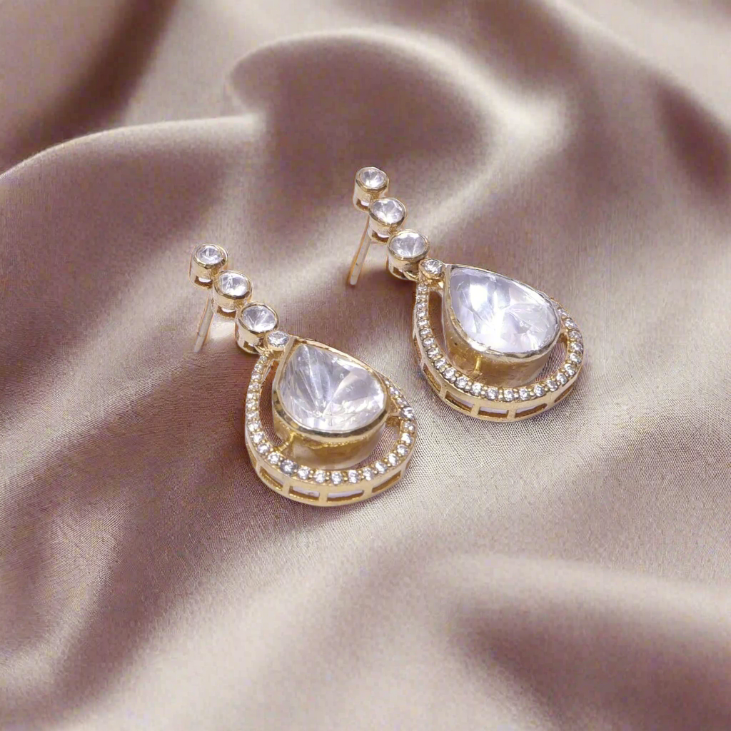 Moissanite Polki Jhumka Earrings