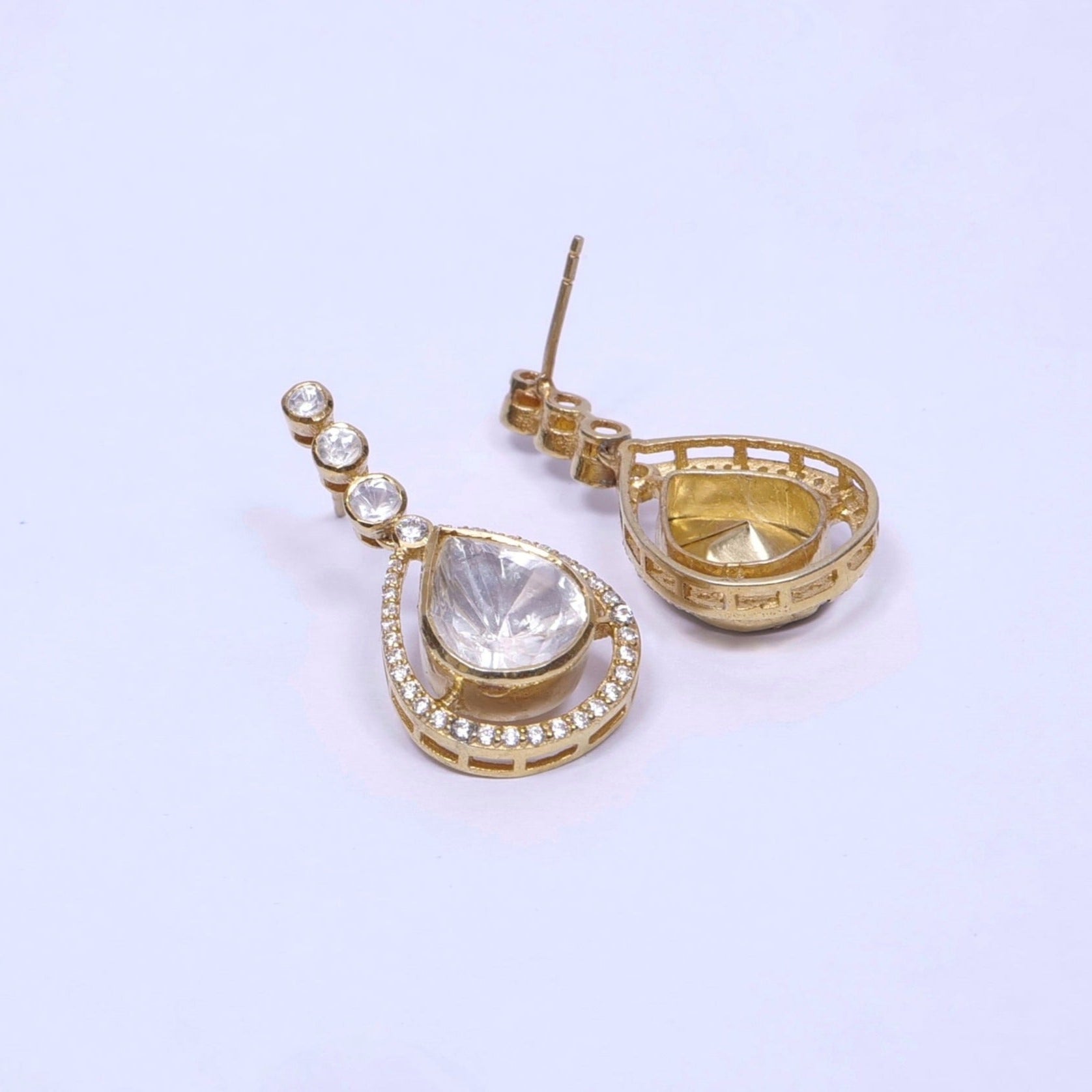 Moissanite Polki Jhumka Earrings