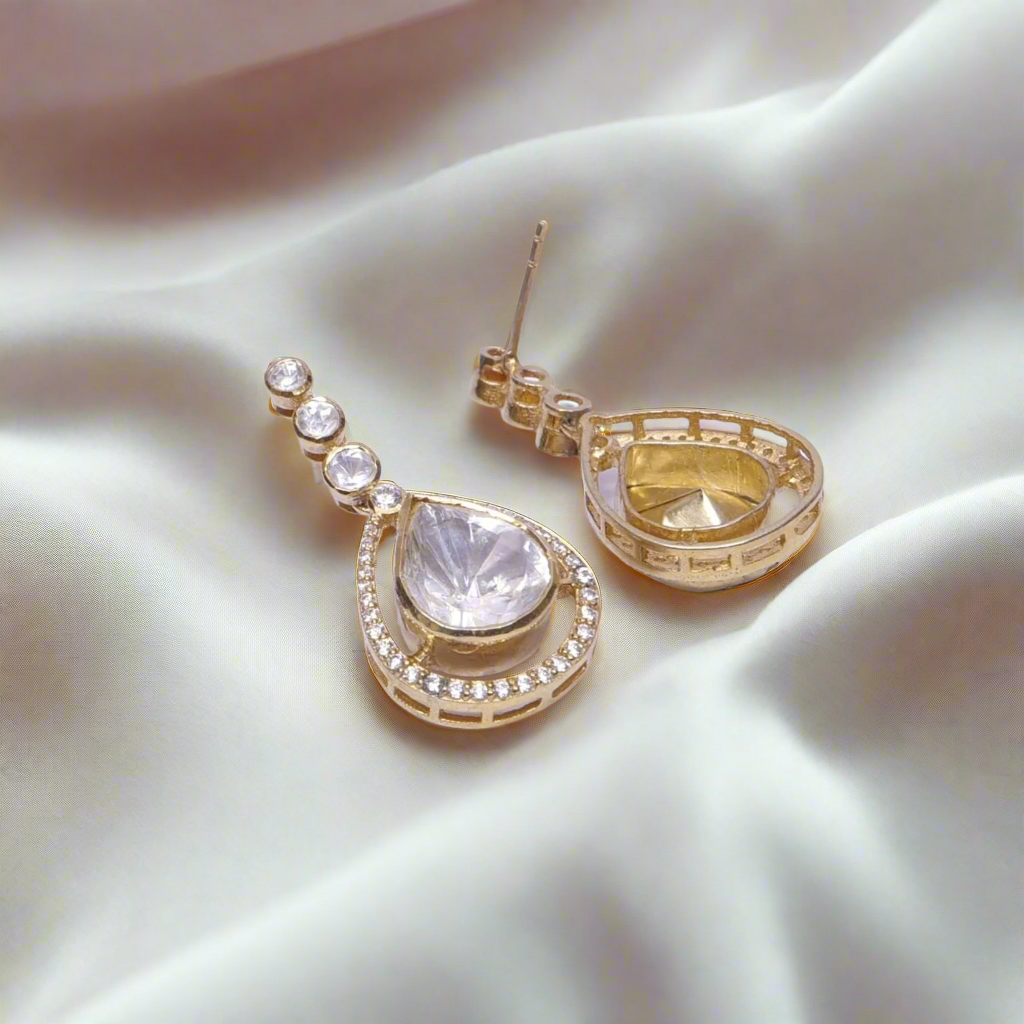 Moissanite Polki Jhumka Earrings