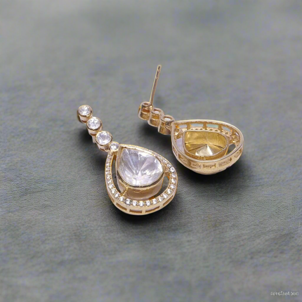 Moissanite Polki Jhumka Earrings
