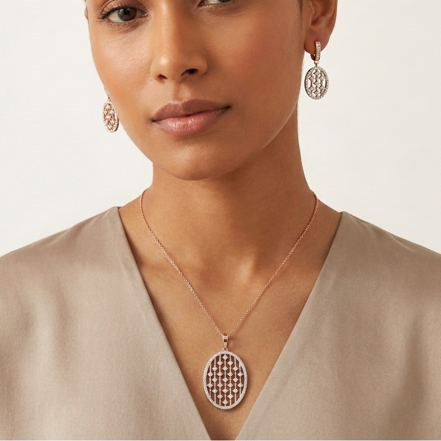 925 Silver Moissanite Round Cut Pendant Set for Gifting and Daily Wear