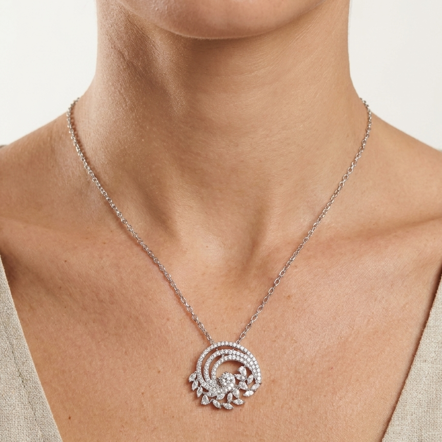 Mistletoe Silver Pendant in Moissanite Diamond