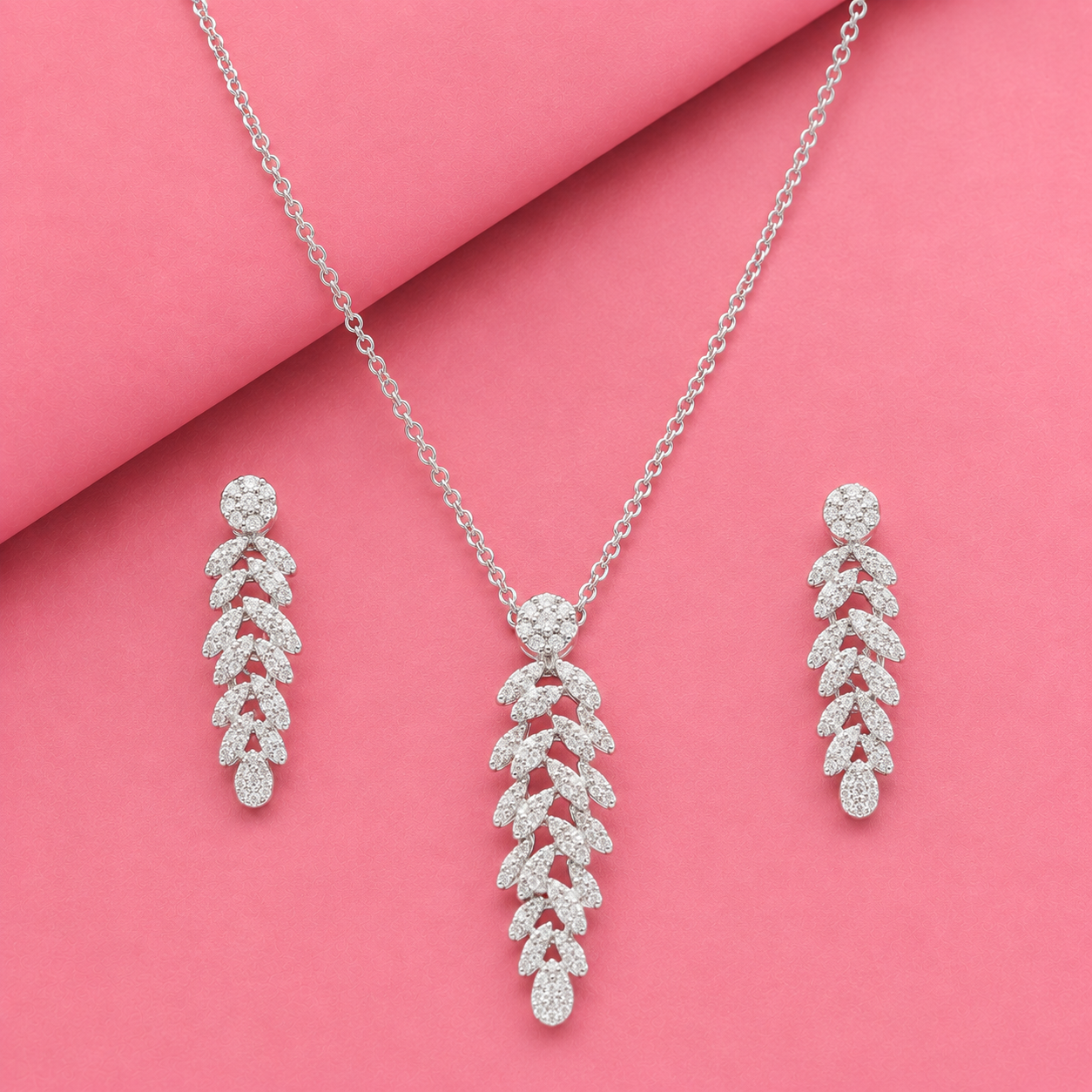 Imperial Silver Plume Pendant Set in Moissanite
