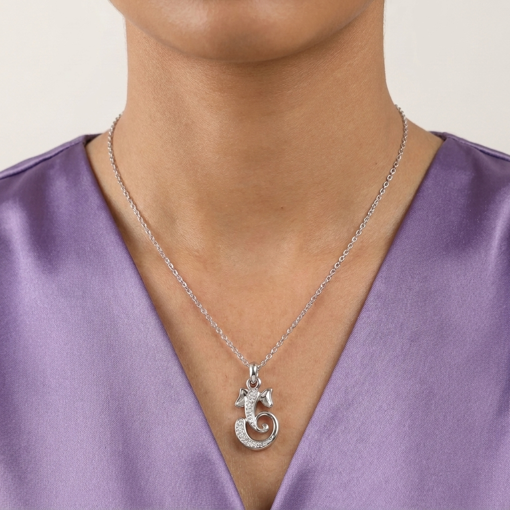 Ganesh ji Vighnaharta Pendant in 925 Silver with Moissanite