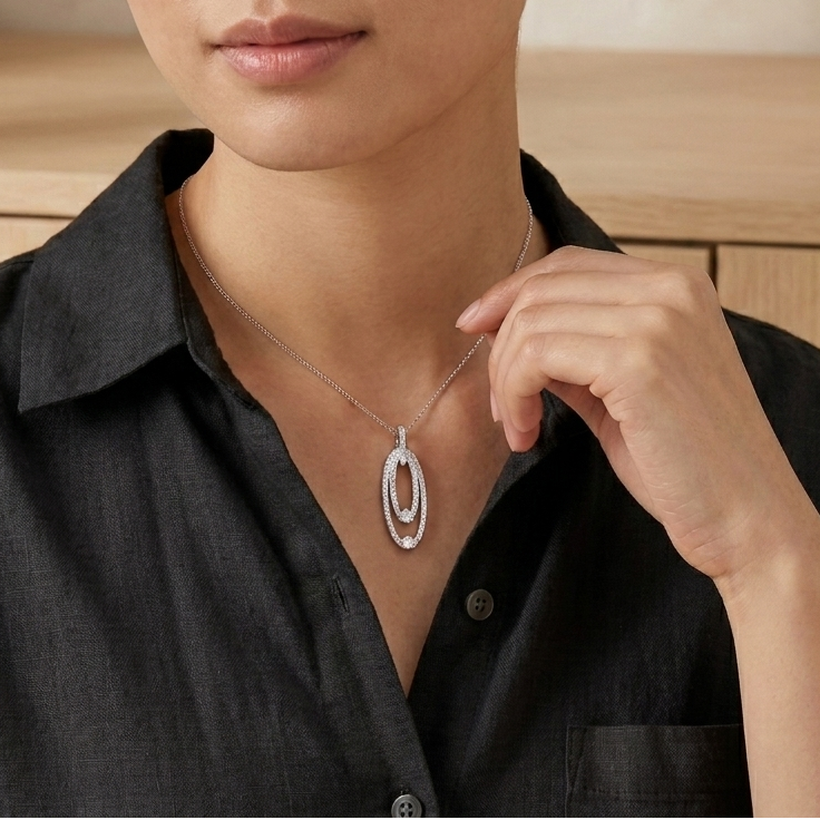 Infinity Glow Silver Moissanite Pendant in Silver