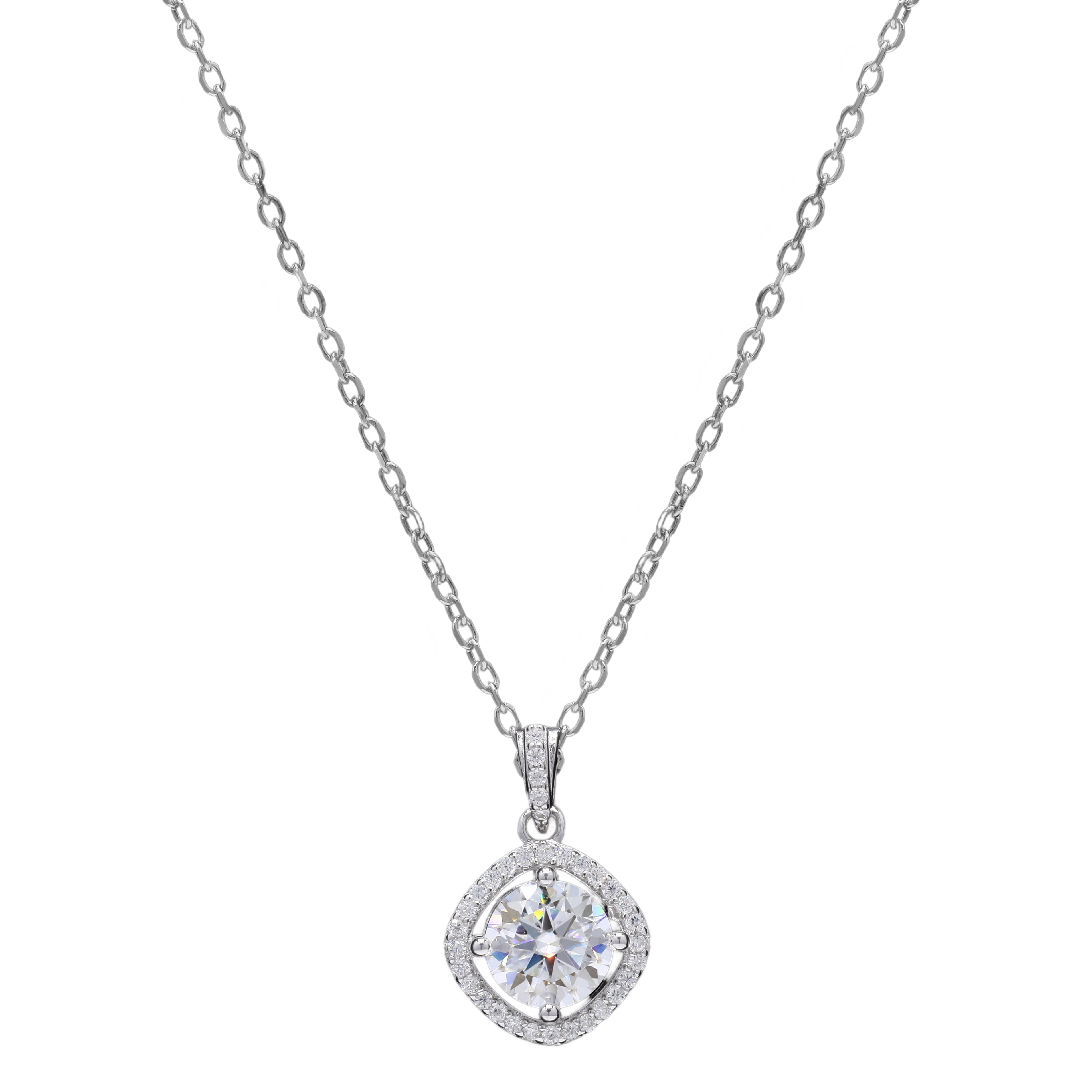 Silver Drizzle Drop Moissanite Pendant in Silver