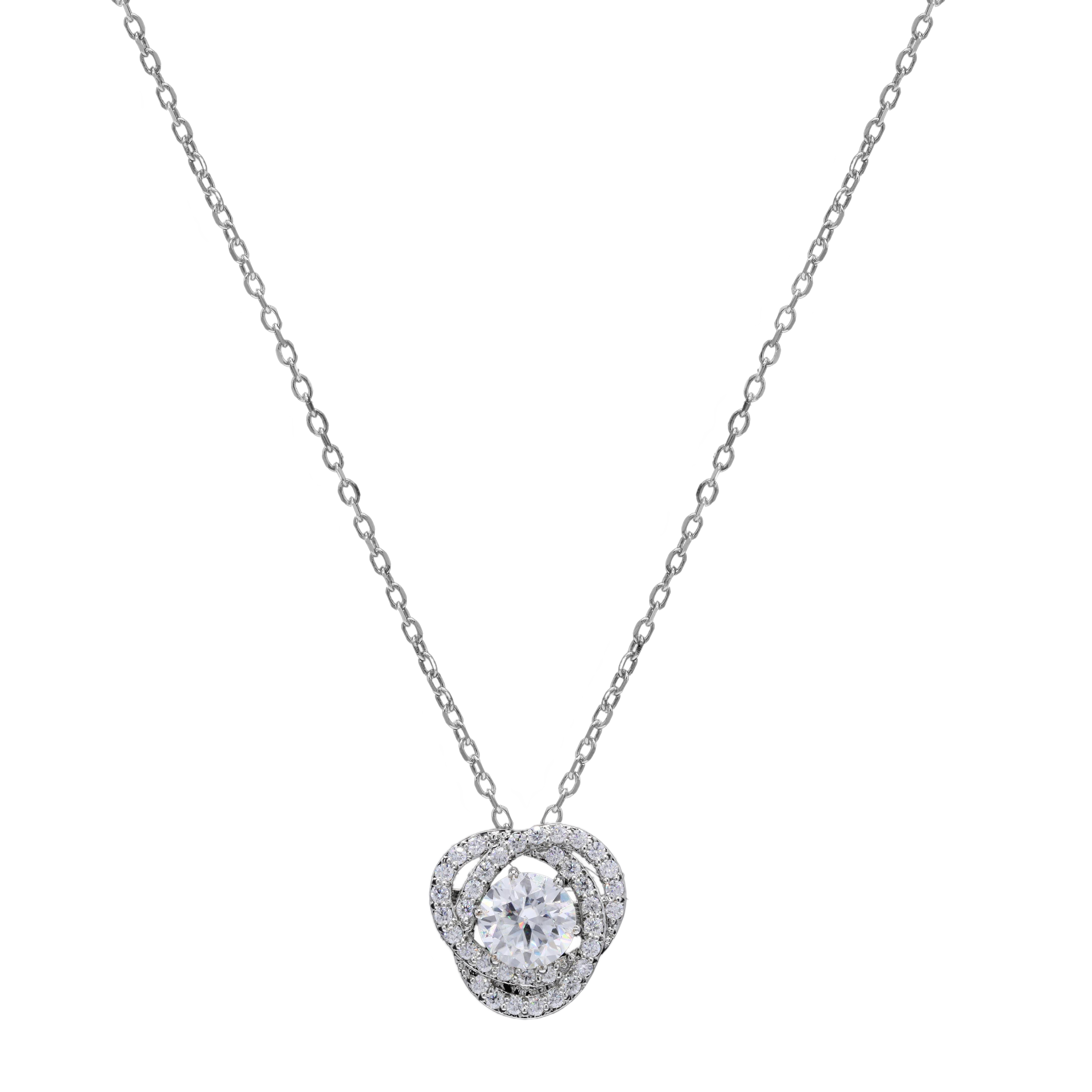 Intertwined Cluster Solitaire Pendant in Sterling Silver with Moissanite