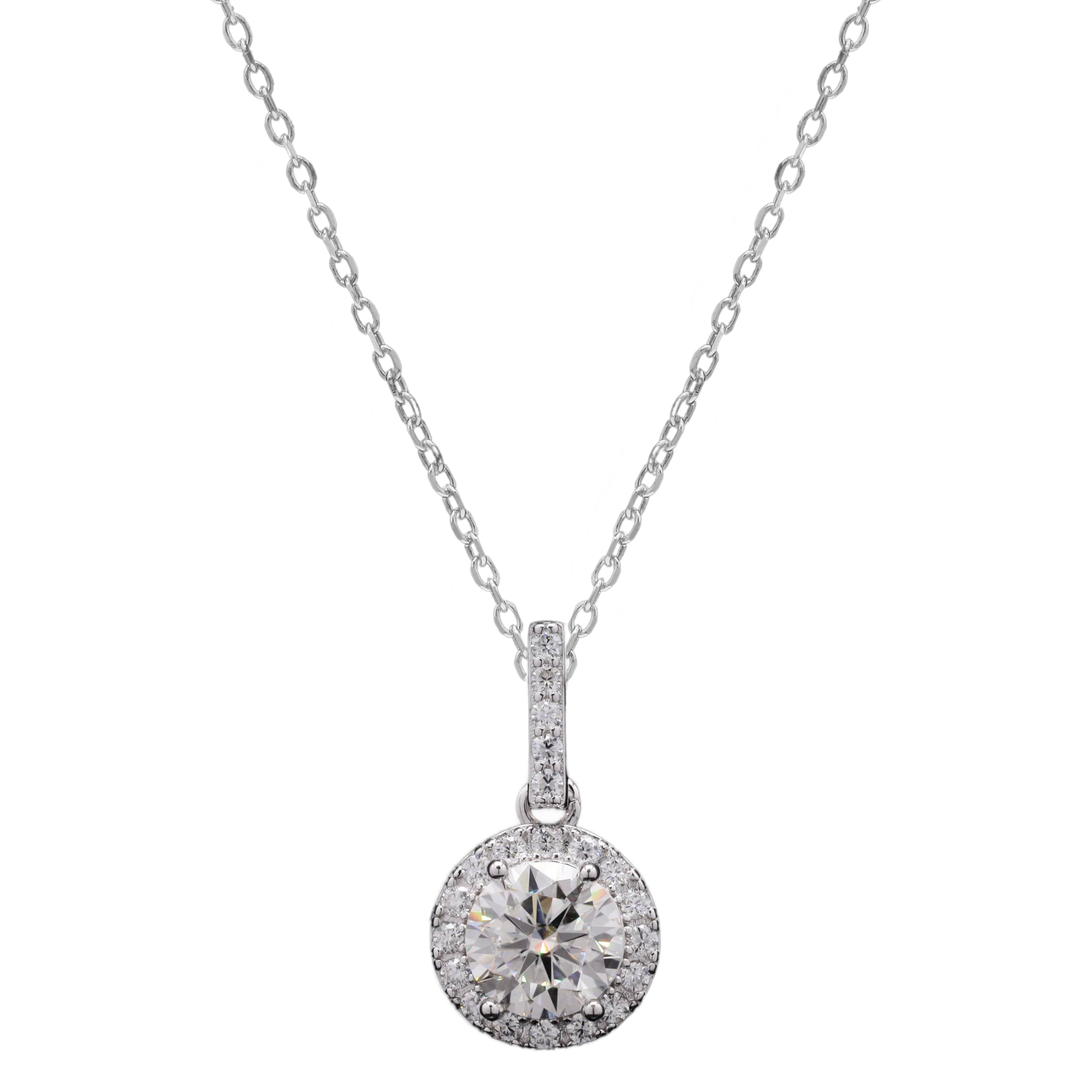 Solitaire Moissanite Pendant in Silver
