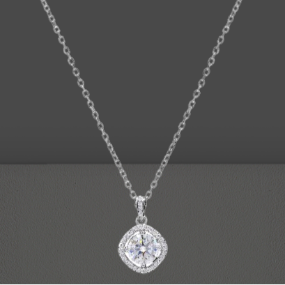 Silver Drizzle Drop Moissanite Pendant in Silver