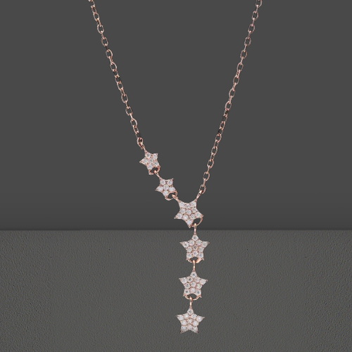 6 Star Moissanite Diamond Chain Pendant in Sterling Silver
