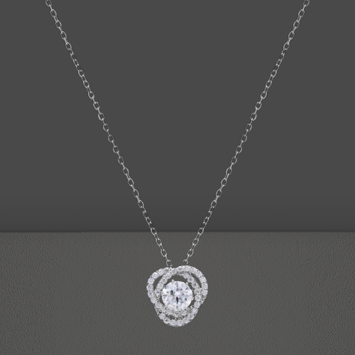 Intertwined Cluster Solitaire Pendant in Sterling Silver with Moissanite