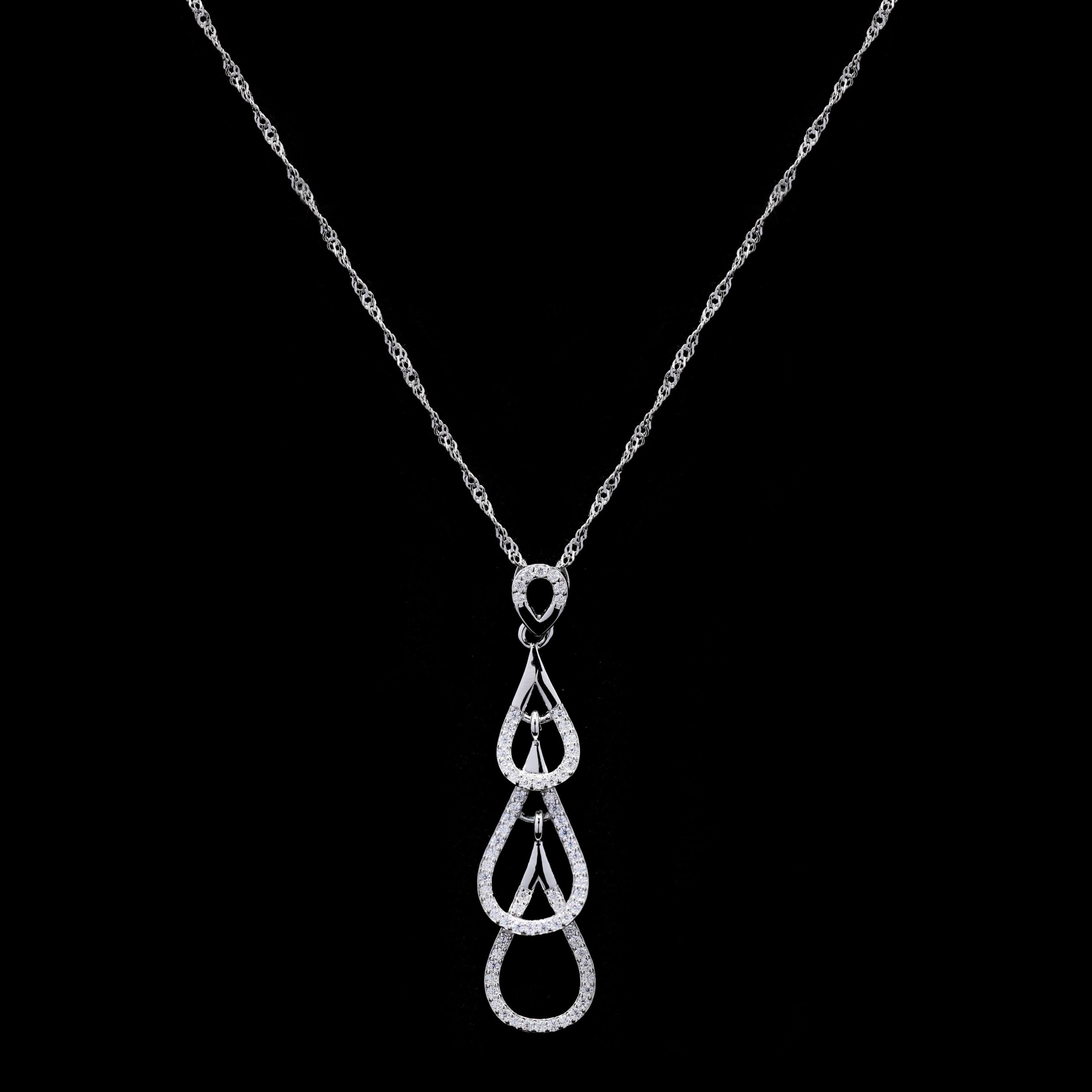 Droplets Sterling Silver Moissanite Pendant Set