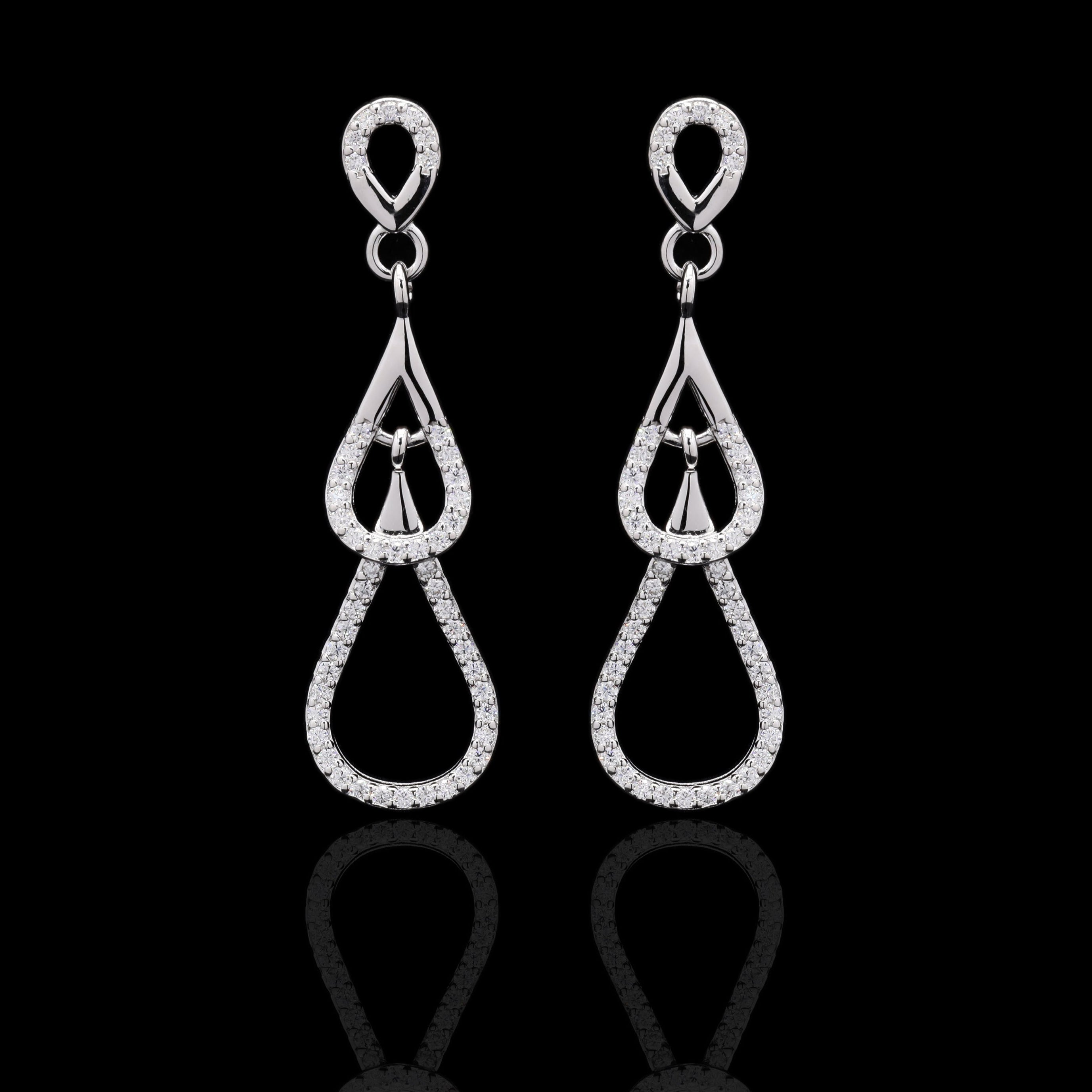 Droplets Sterling Silver Moissanite Pendant Set