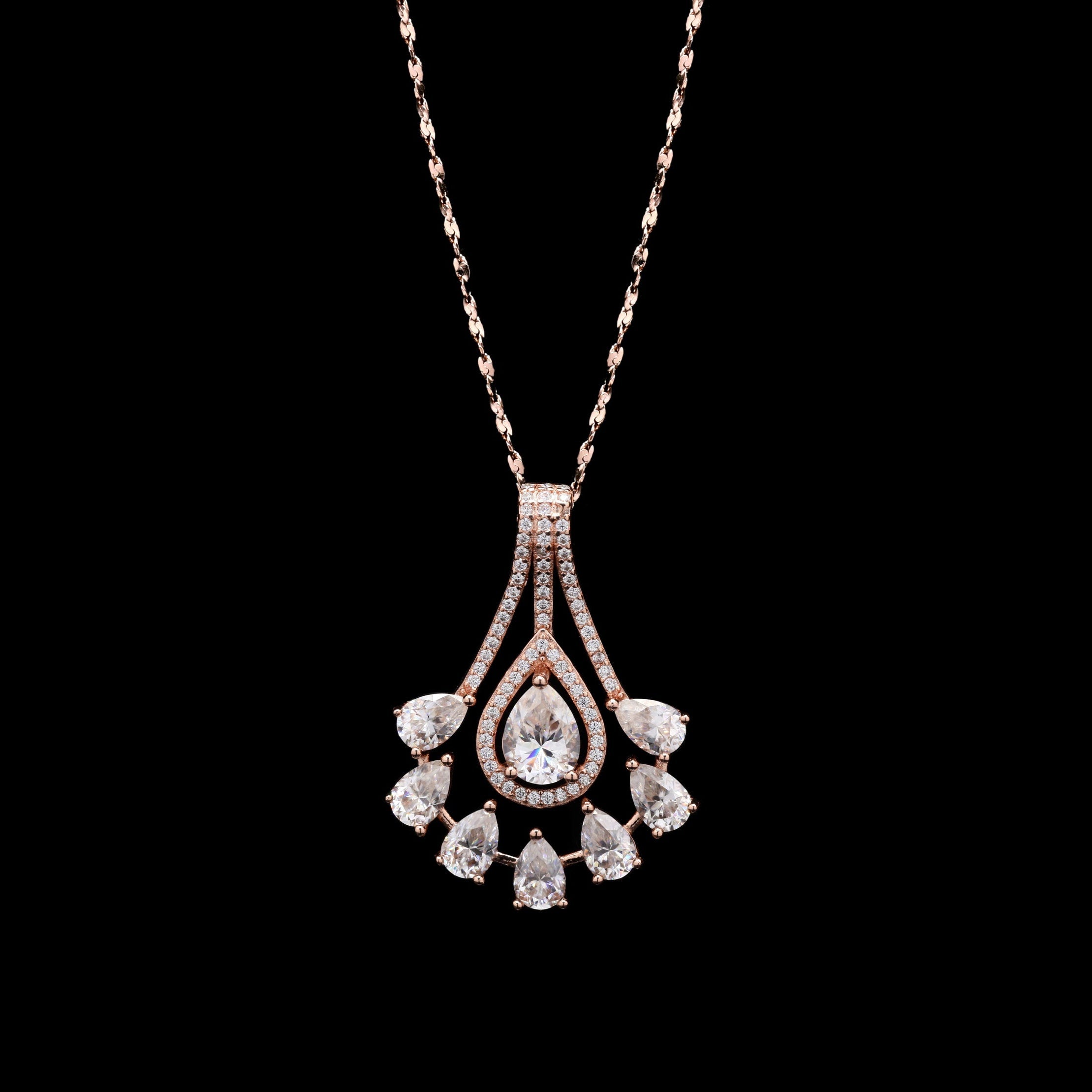 Sadabahar Sterling Silver Moissanite Pendant set