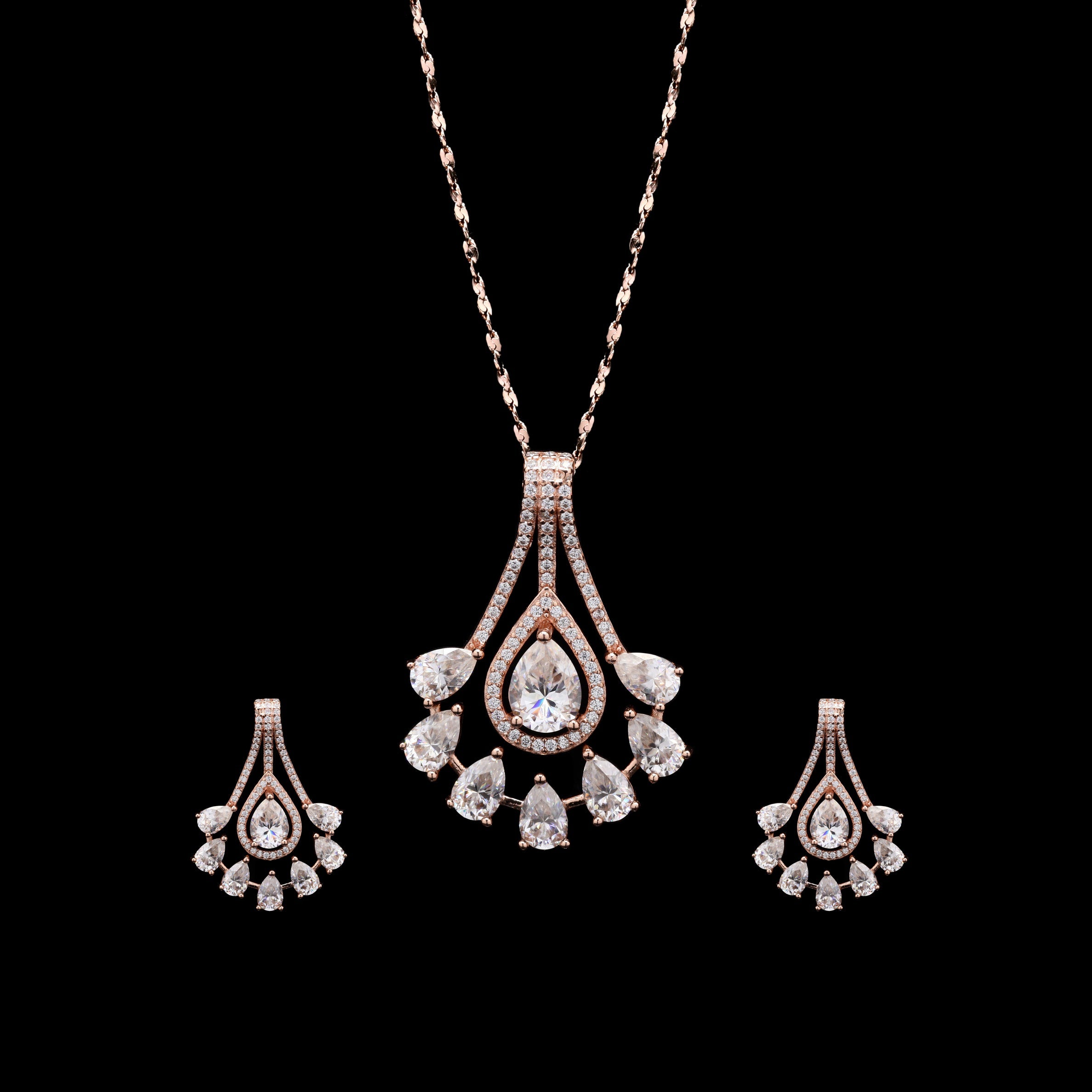 Sadabahar Sterling Silver Moissanite Pendant set