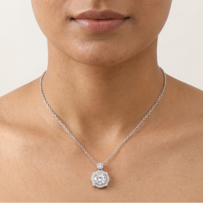 Blossom Bliss Moissanite Pendant in Sterling Silver