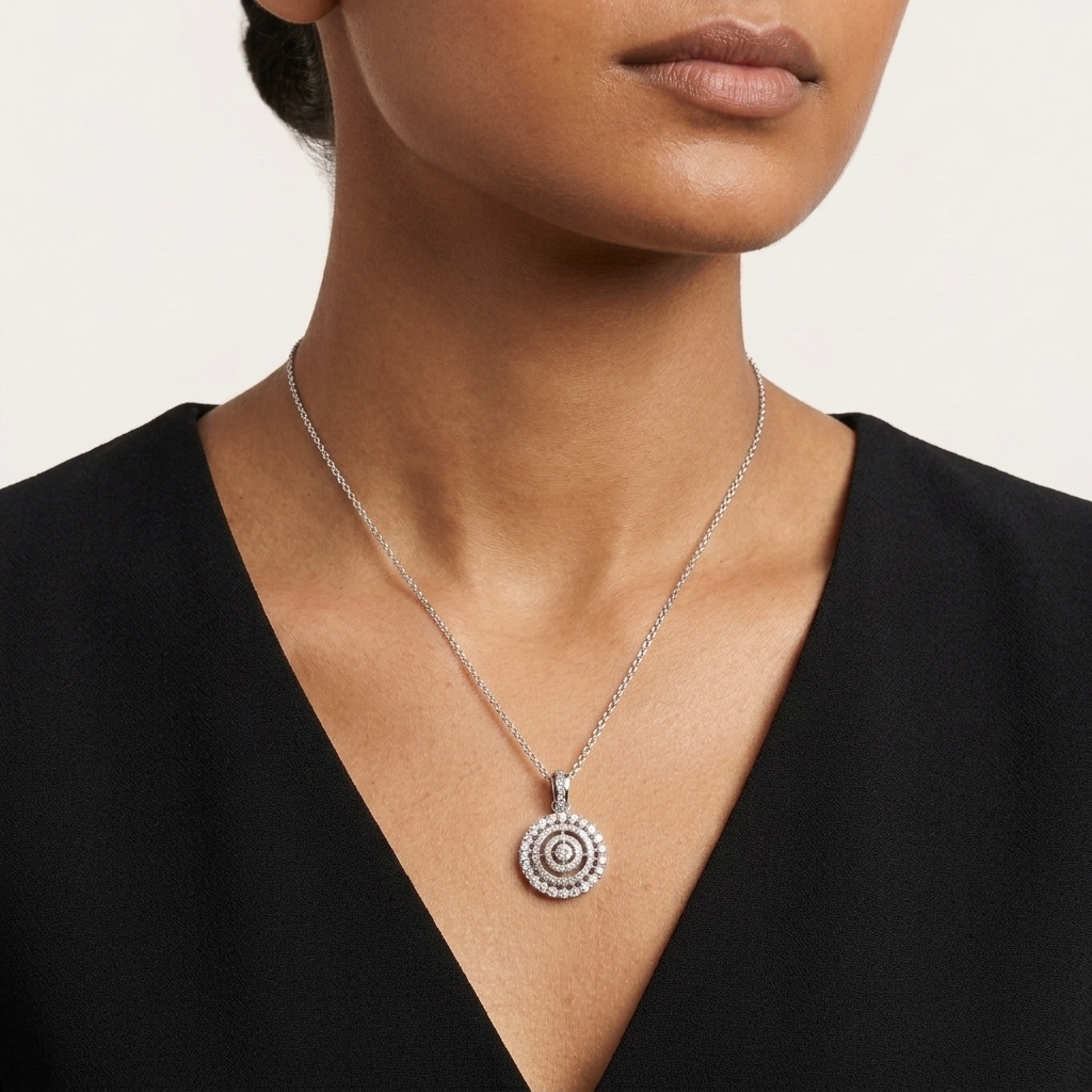 Radiant Relics Pendant with Moissanite in Silver