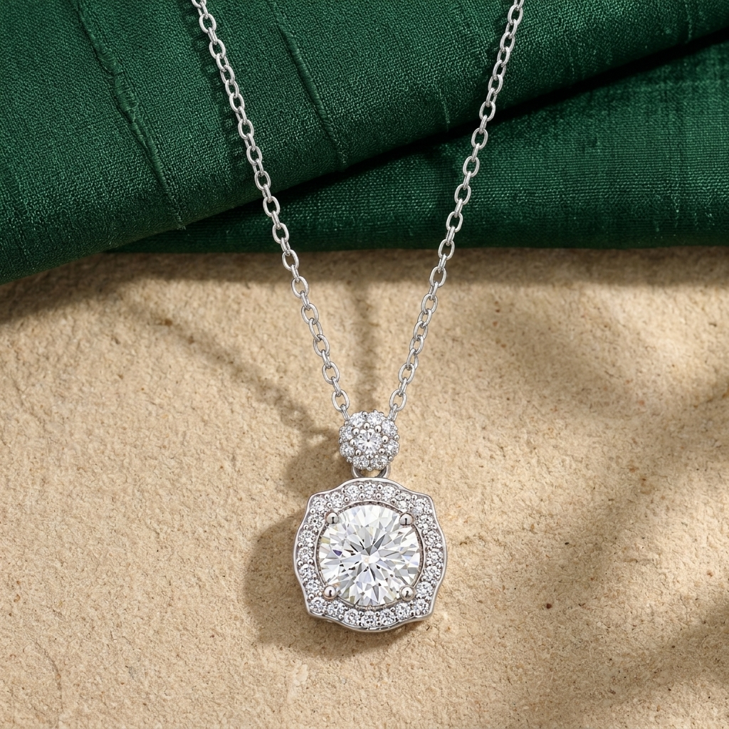 Blossom Bliss Moissanite Pendant in Sterling Silver