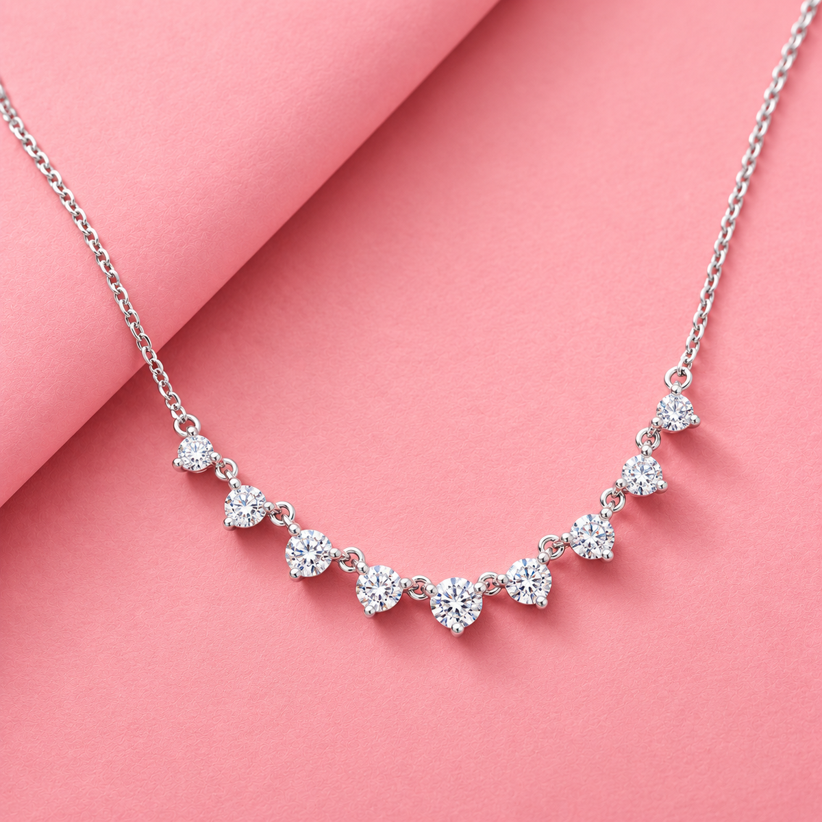 Sterling silver Moissanite Chain Pendant | Perfect for Daily wear and Office wear