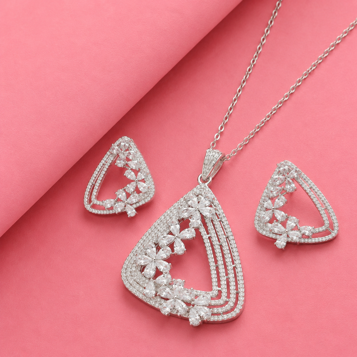 Scarlet Sterling Silver Moissanite Pendant Set