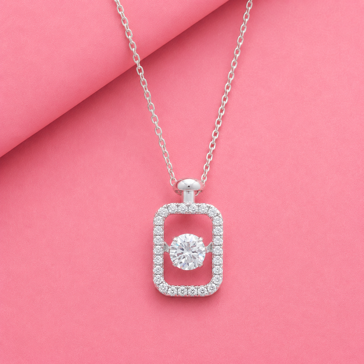 Dancing Moissanite Rectangle Shape Hollow Out Moissanite Diamond Pendant / Pendant for Beer Lover