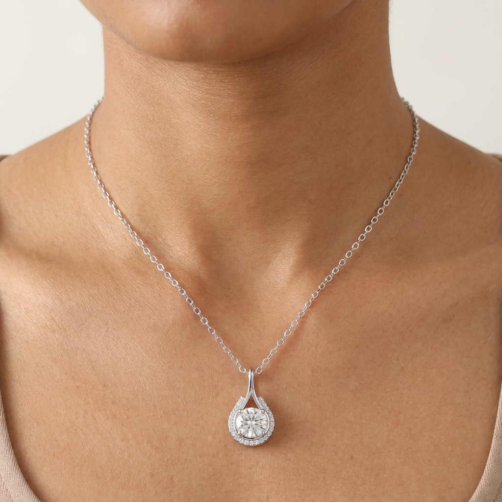 Dazzling Moissanite Pendant in Silver