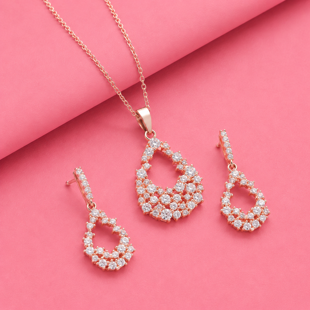 Precious Pear Sterling Silver Moissanite Pendant set