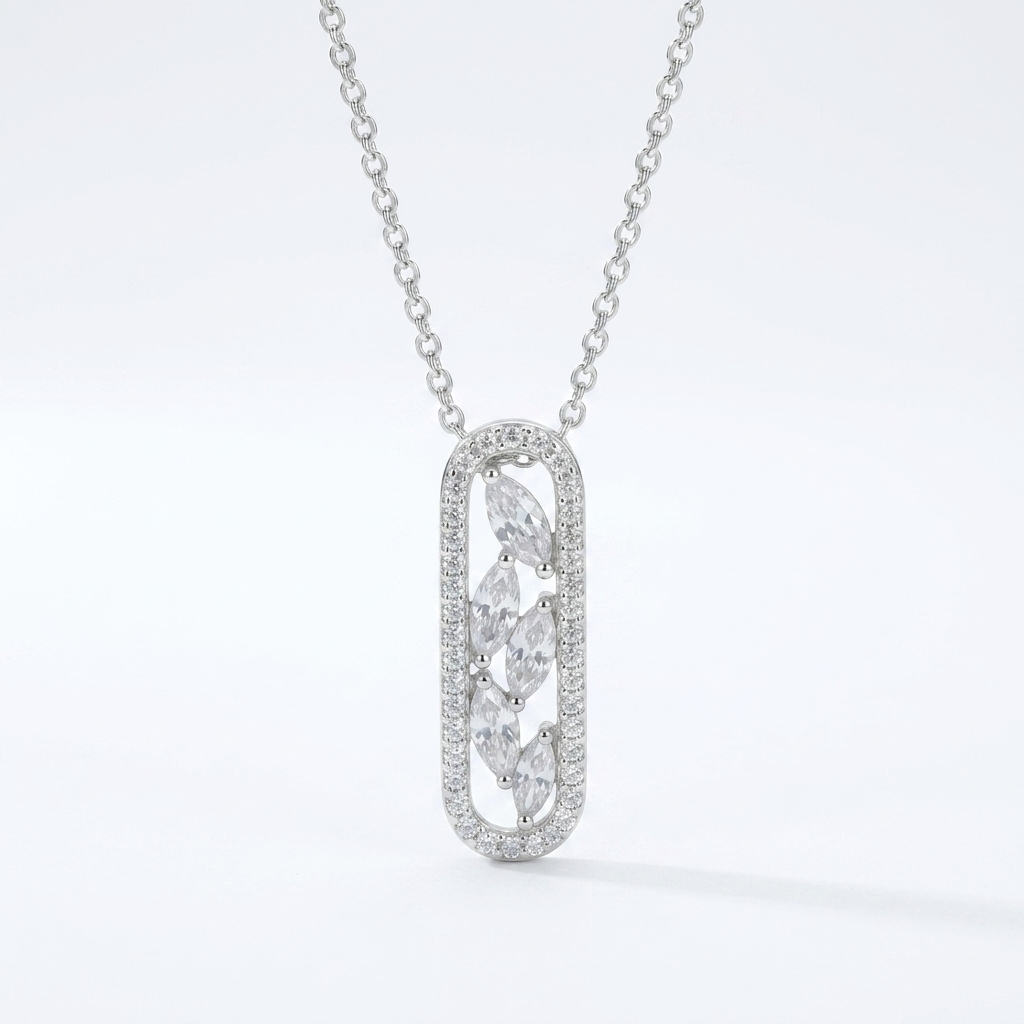 Moissanite Diamond Pendant for Men in Sterling Silver