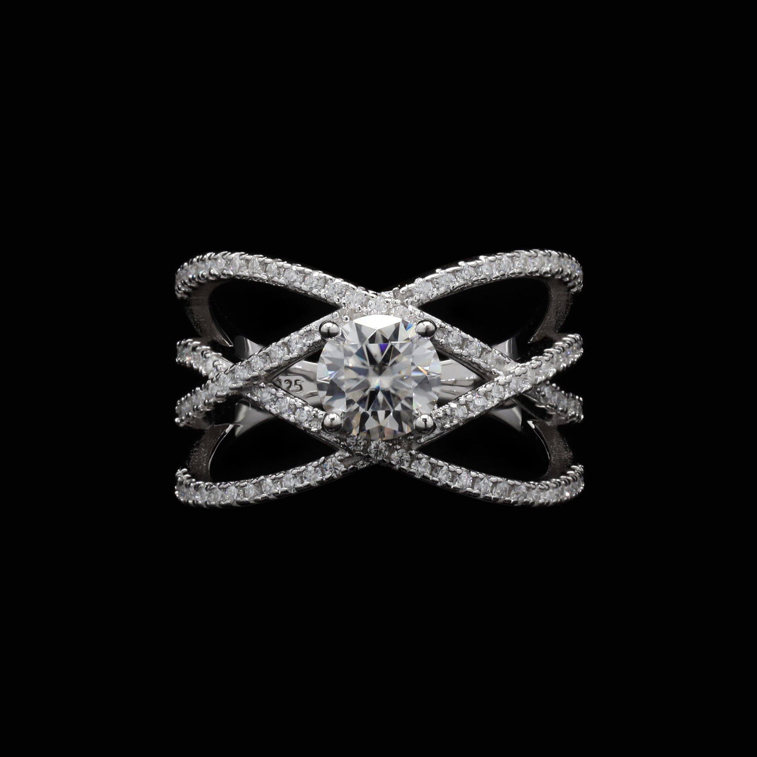 Star Eternity Band in Sterling Silver in Moissanite