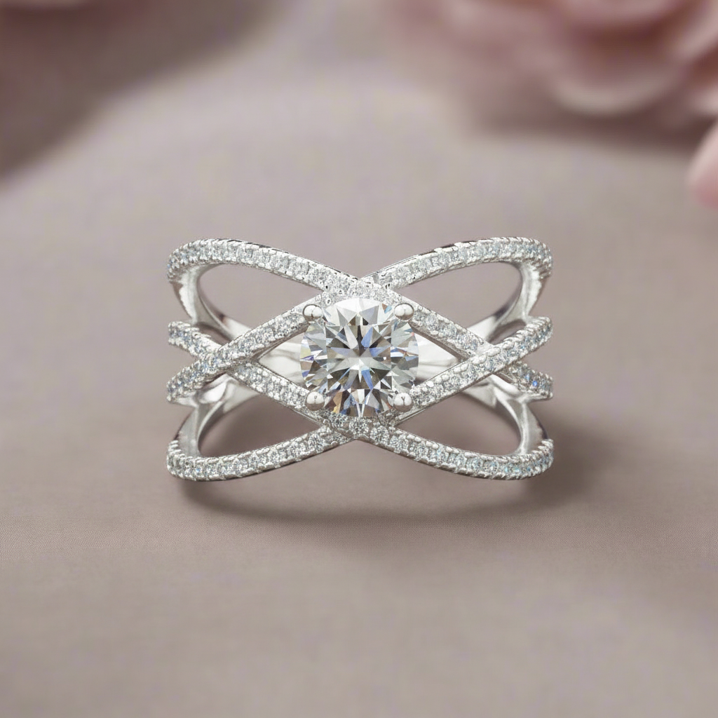 Star Eternity Band in Sterling Silver in Moissanite| 925 Silver