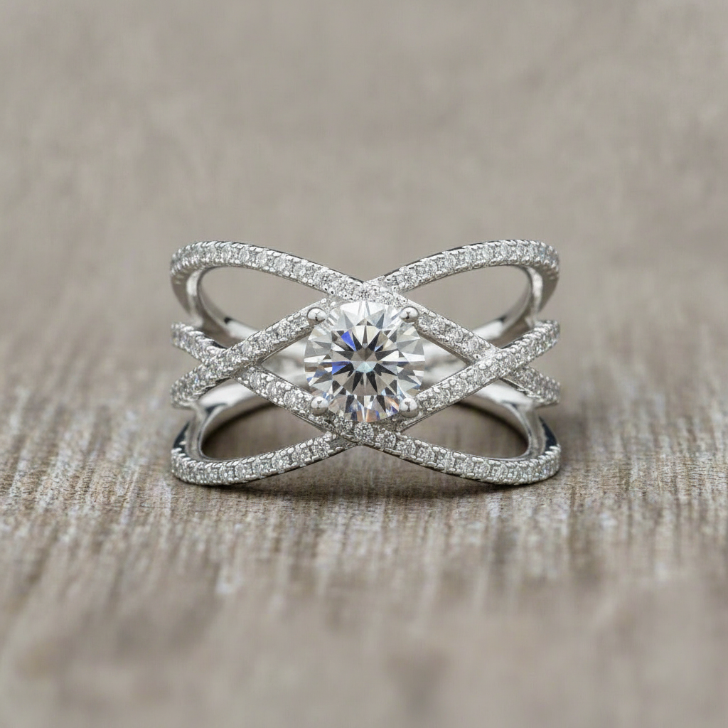 Star Eternity Band in Sterling Silver in Moissanite| 925 Silver