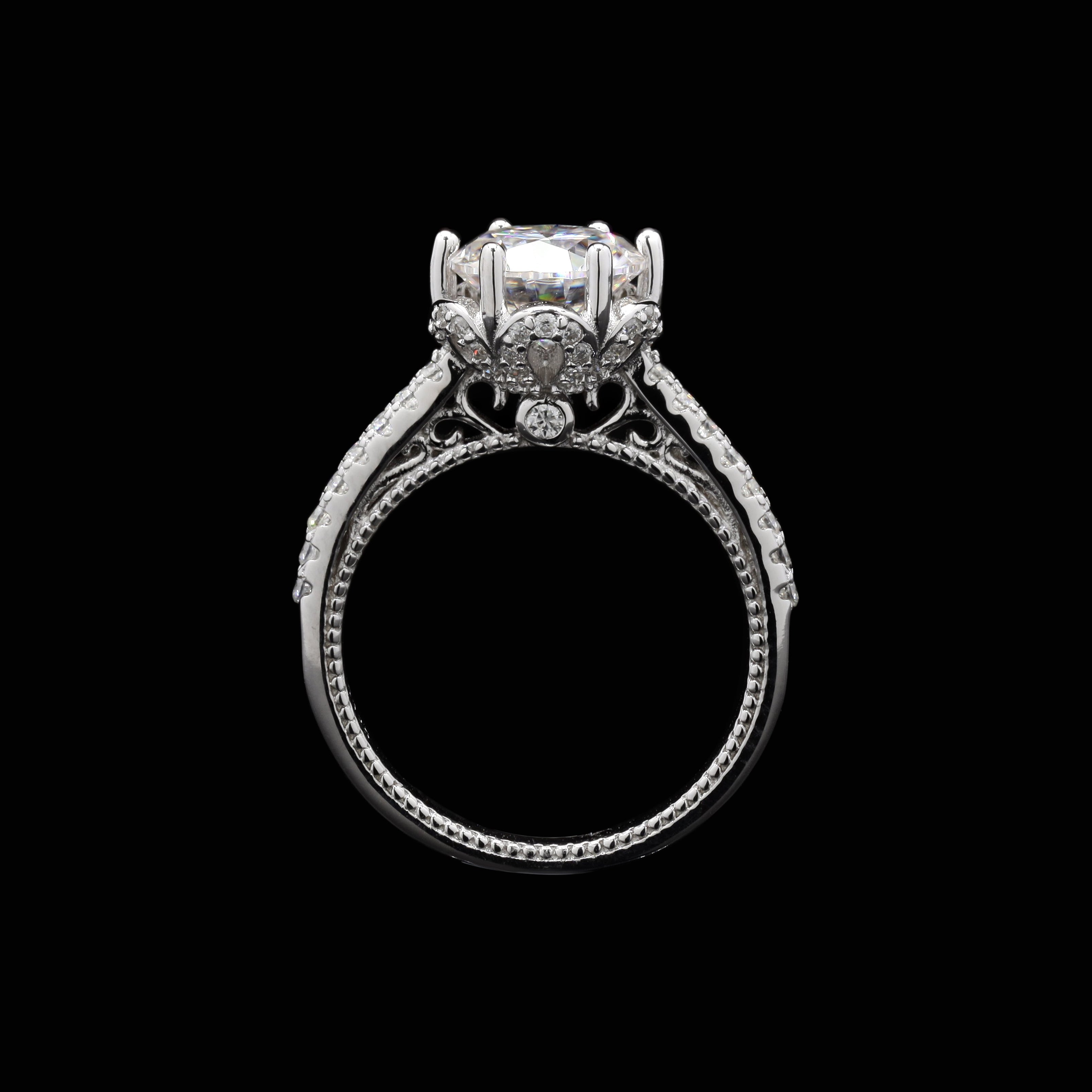 Round Solitaire Enagement Ring in Sterling Silver with Moissanite