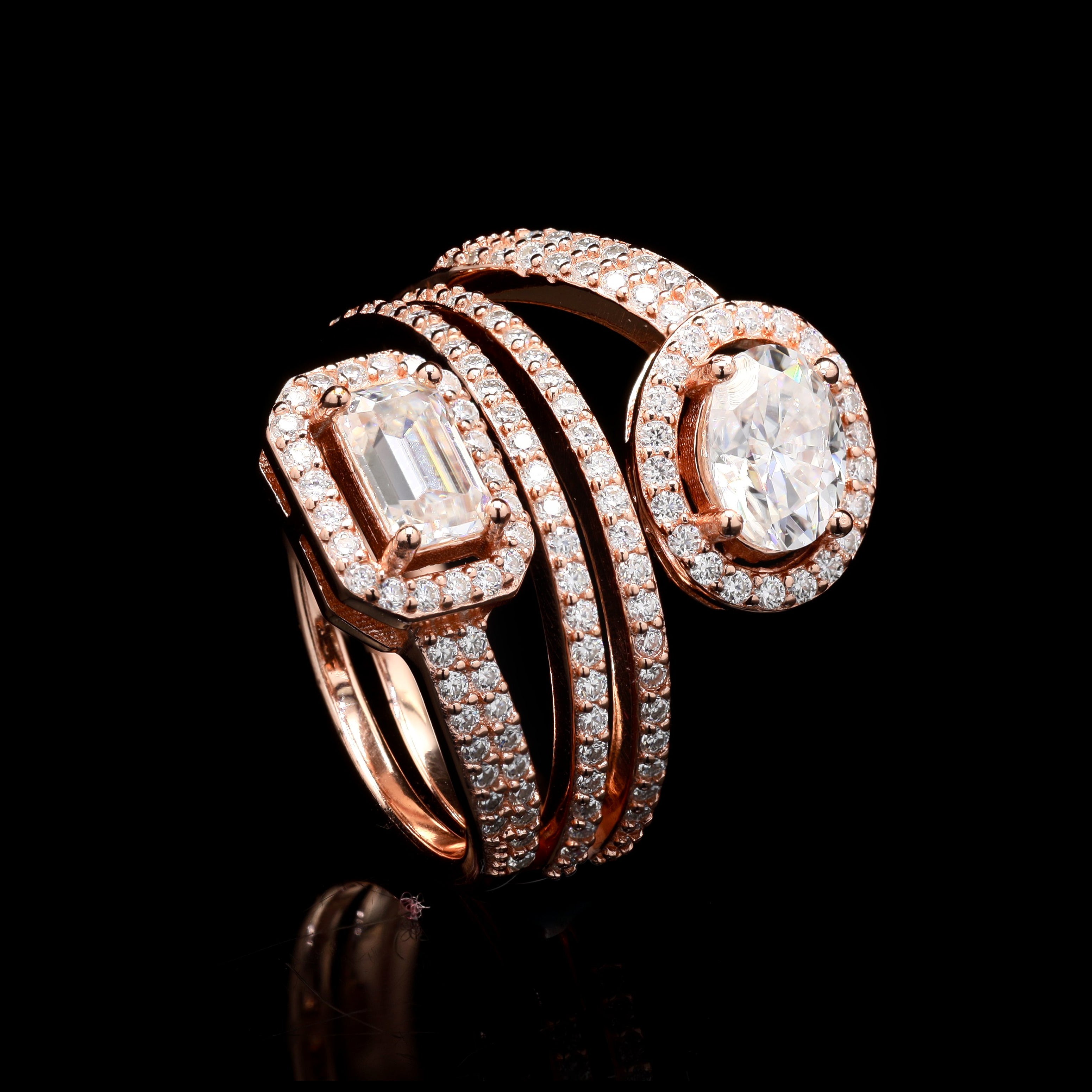 Sterling Silver with Rose Gold Rhodium3 layer Engagement Ring