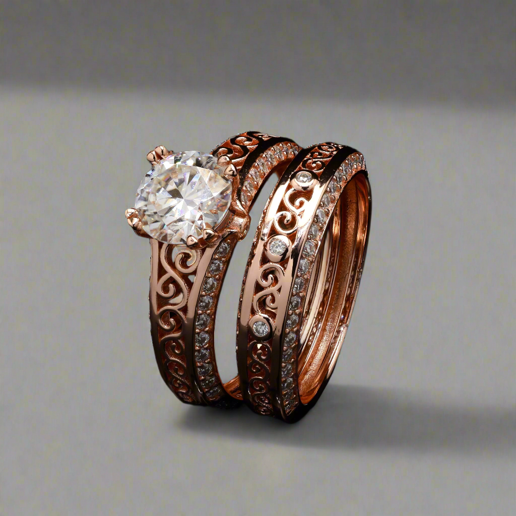 Elegant design Filigree Engagement Ring