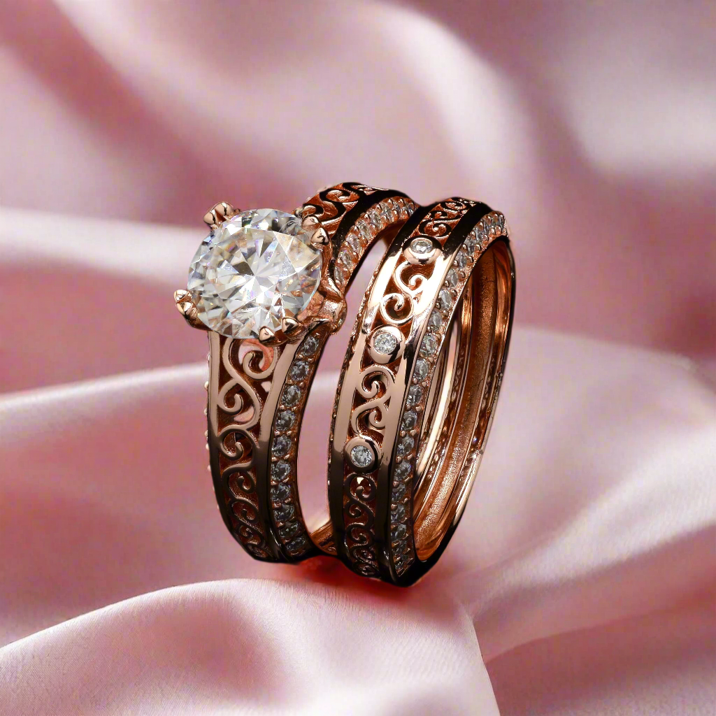 Elegant design Filigree Engagement Ring