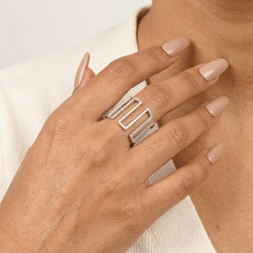 Zig Zag Moissanite Band Ring in 925 Sterling Silver