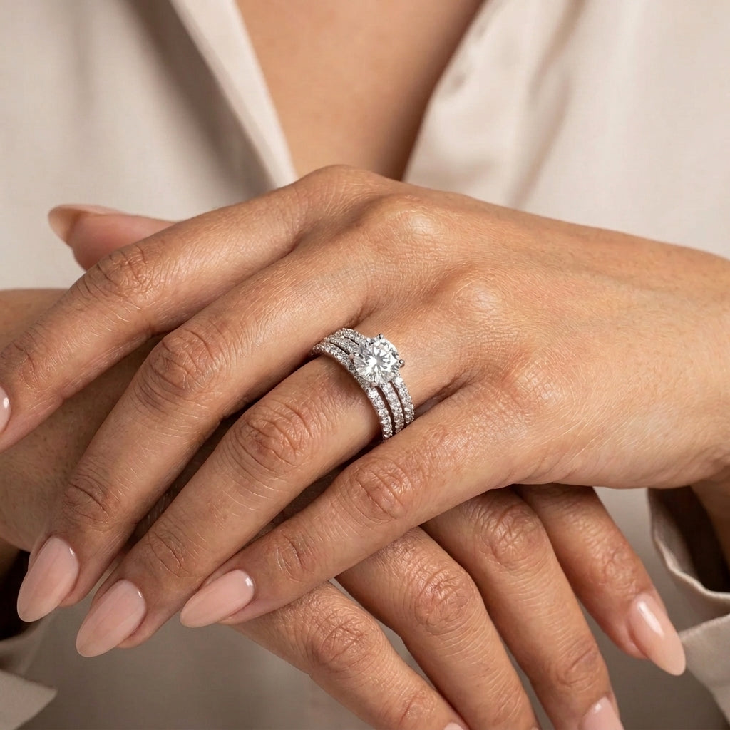 Sargun Mehta inspired Engagement Ring with Moissanite in Sterling Silver
