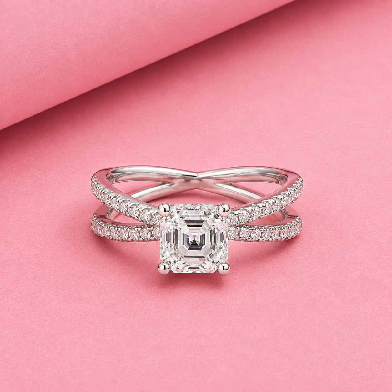 Radiant cut Moissanite Ring in Sterling Silver| Perfect for Daily wear