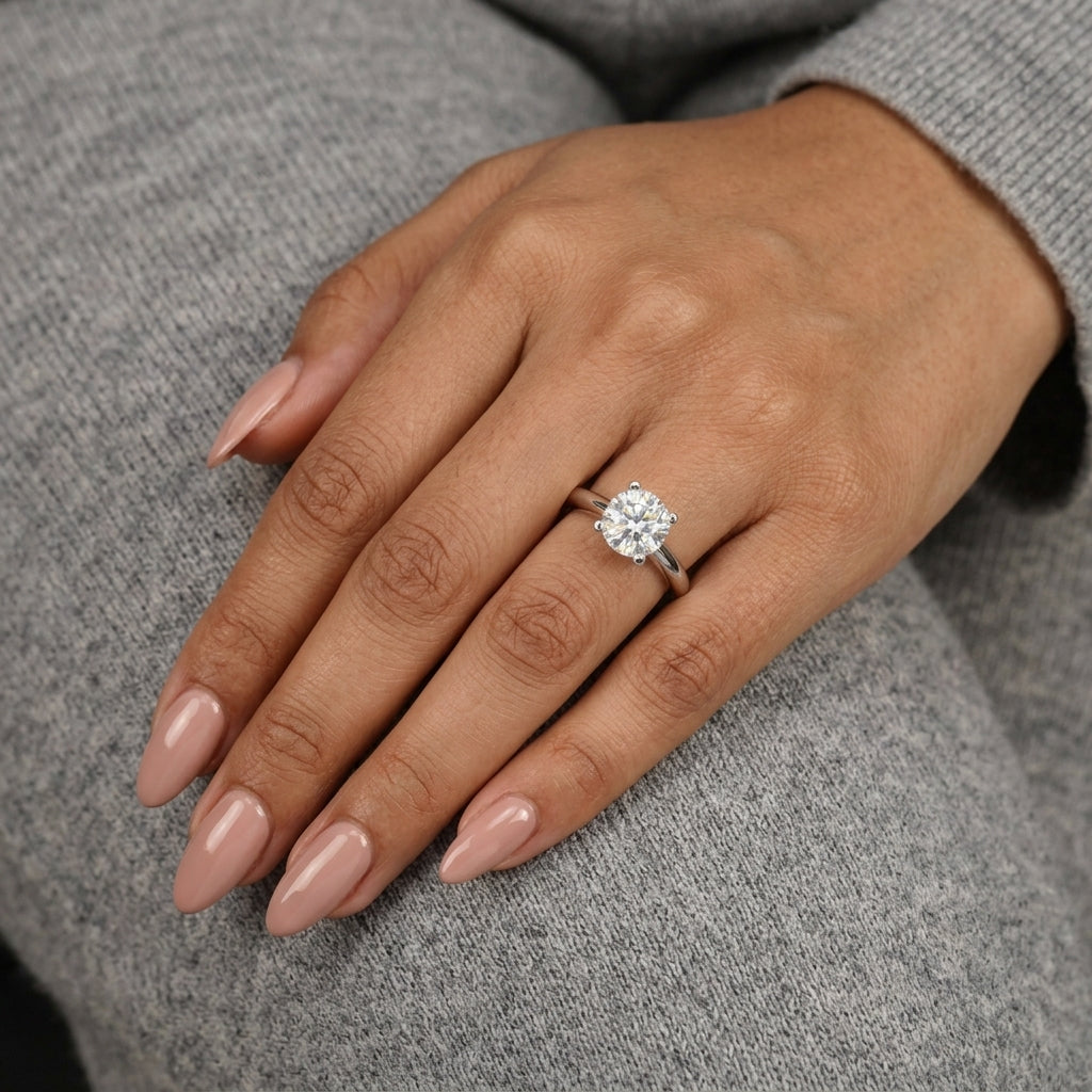 Solitaire Royal Love Silver Ring with Moissanite and Sterling Silver