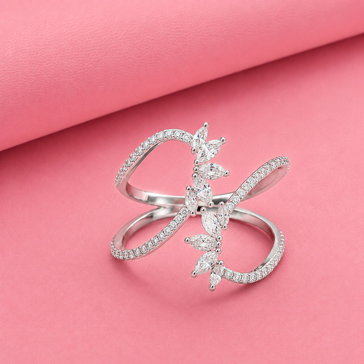 Stackable Moissanite Ring in Sterling Silver Ring| Cocktail Ring