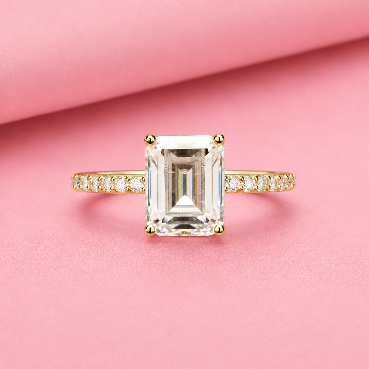 Mouni Roy inspired Emerald Cut Engagement Ring in Sterling Silver