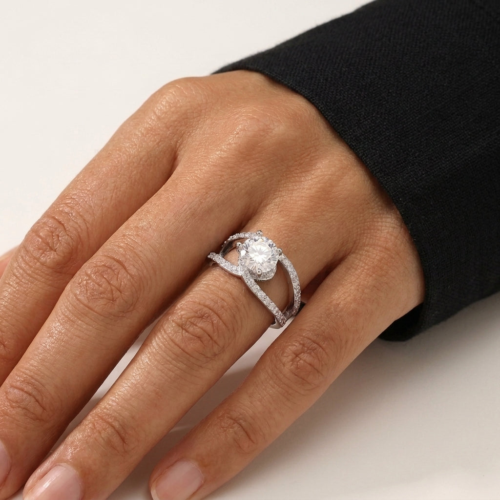 Celestial Shine Solitaire Silver Moissanite Ring