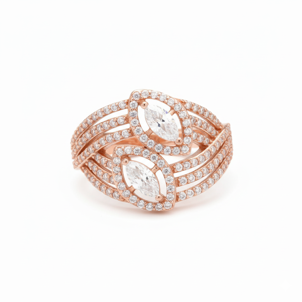 Marquise Grove Ring with Moissanite in Sterling Silver