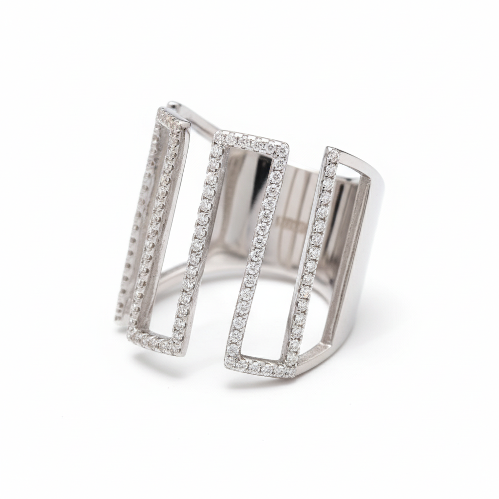 Zig Zag Moissanite Band Ring in 925 Sterling Silver