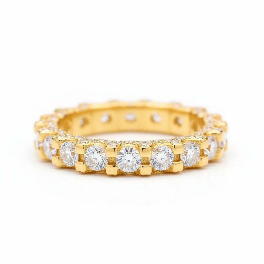 Mystic Cascade Loop Band Ring with Moissanite in Sterling Silver