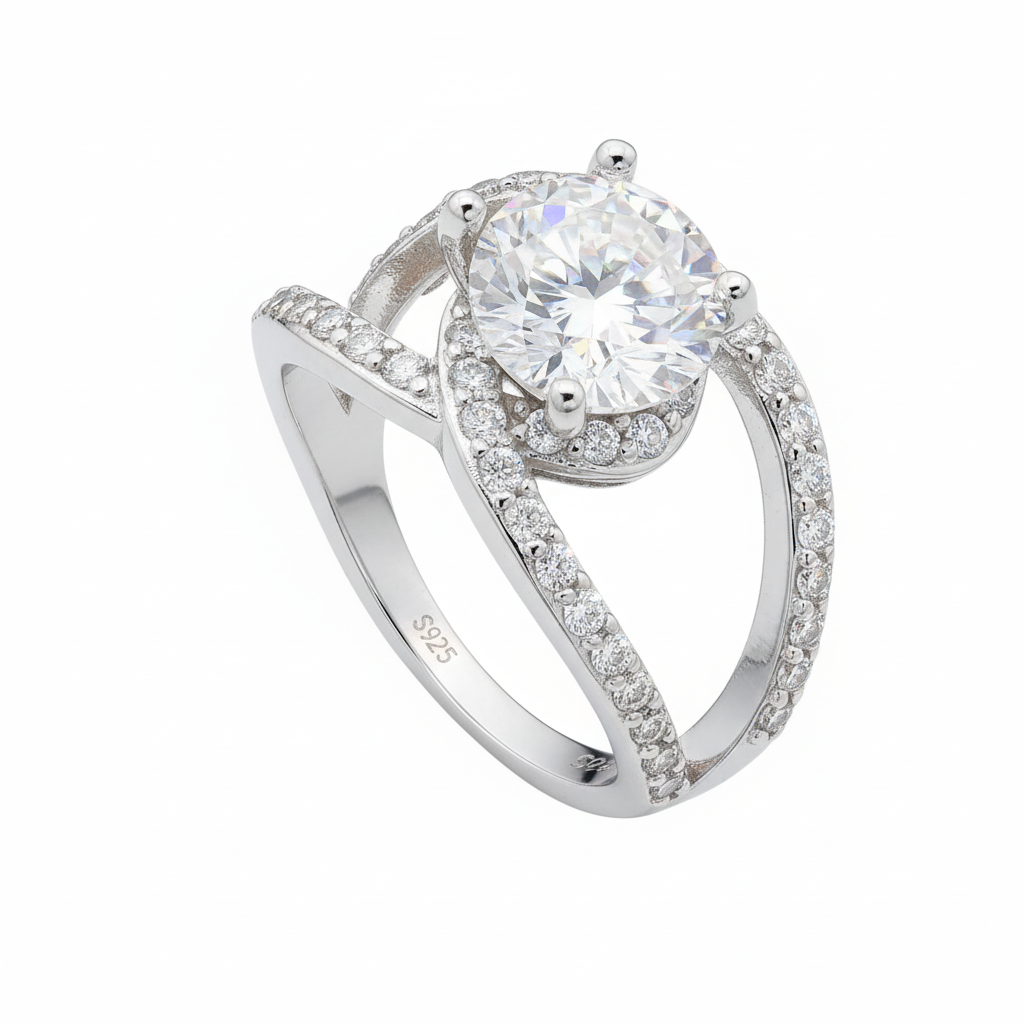 Celestial Shine Silver Moissanite Ring