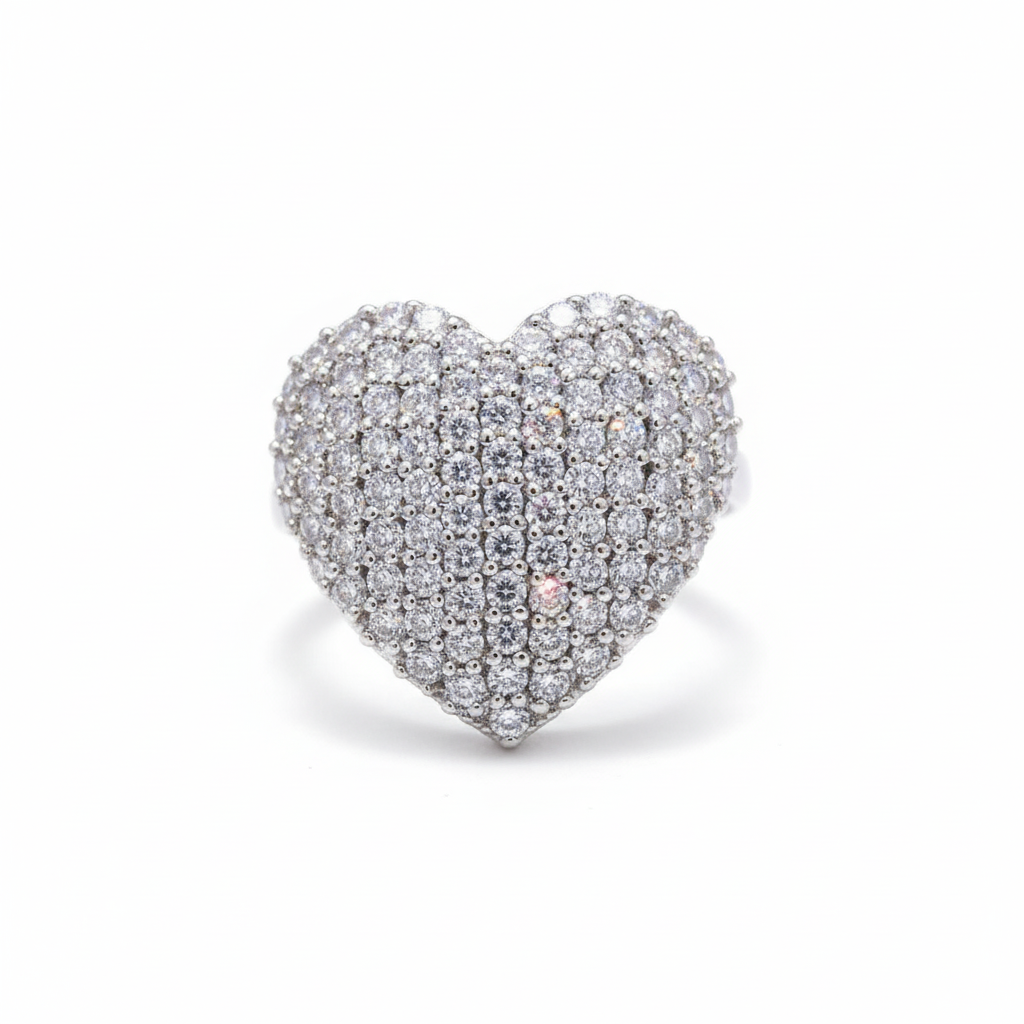 Love Blossom Ring with Moissanite in Sterling Silver